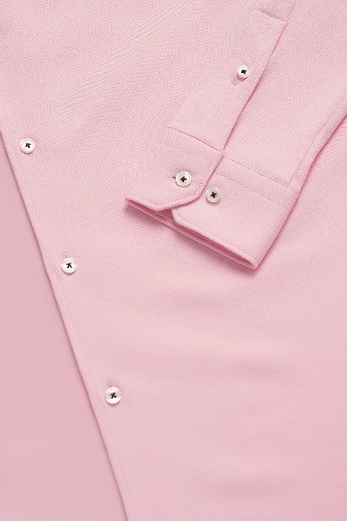 Camisa Piqué Botón Contraste Algodón Rosa Bebé